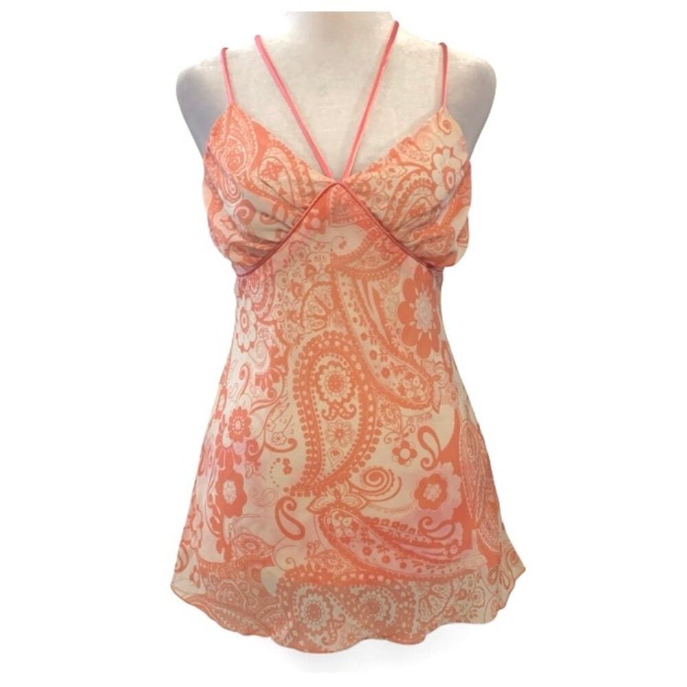 Studio Y Y2K White & Peach Paisley Flowy Tank Top Medium